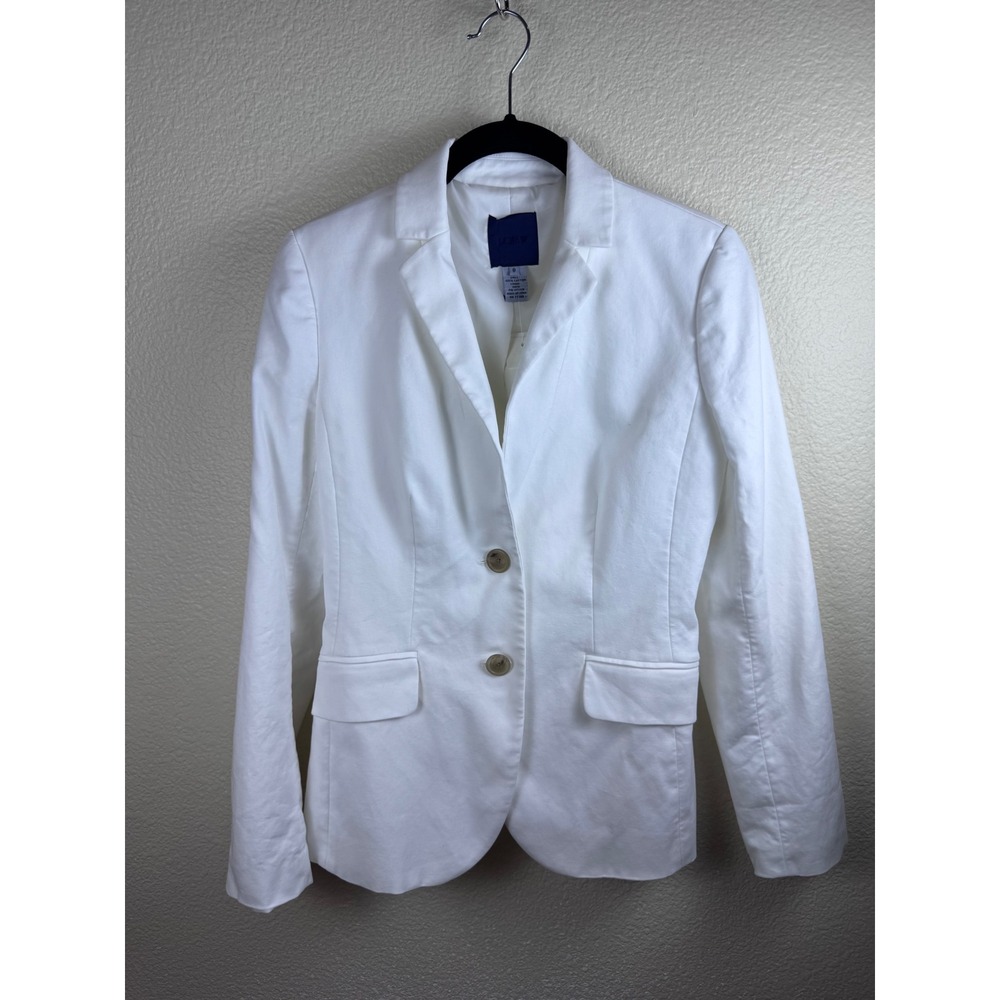 NWT J Crew White Cotton Blazer Women Size 0 Structured Minimalist Professional